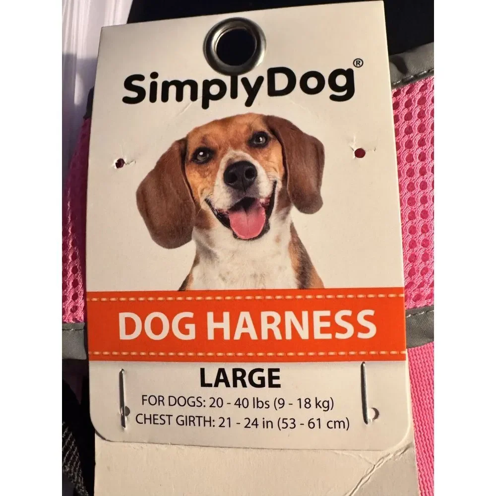 SIMPLY DOG Pink Reflective Field Safety VEST Harness Adjustable Straps Large NWT